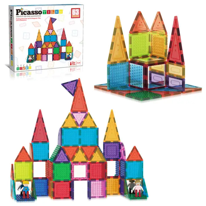 Magnetic Building Tiles Toy Set (63 pcs)