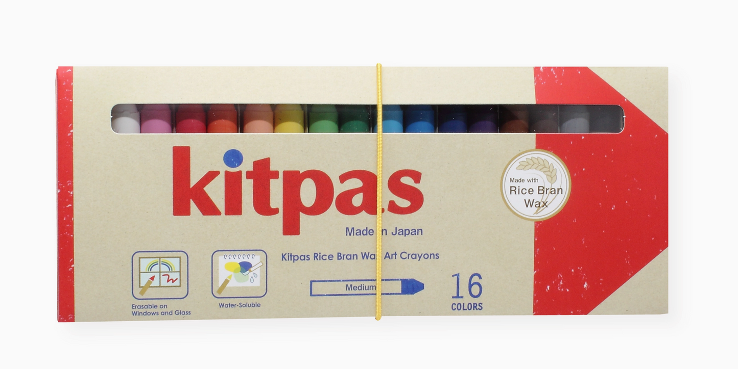 Kitpas Rice Bran Wax Art Crayons 16 Colors