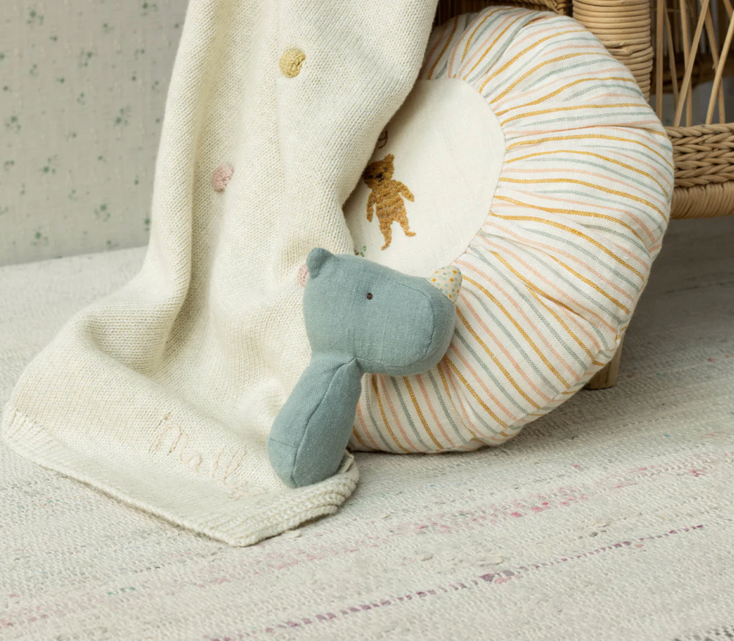 Lullaby Friends, Rhino Rattle - Dusty Blue