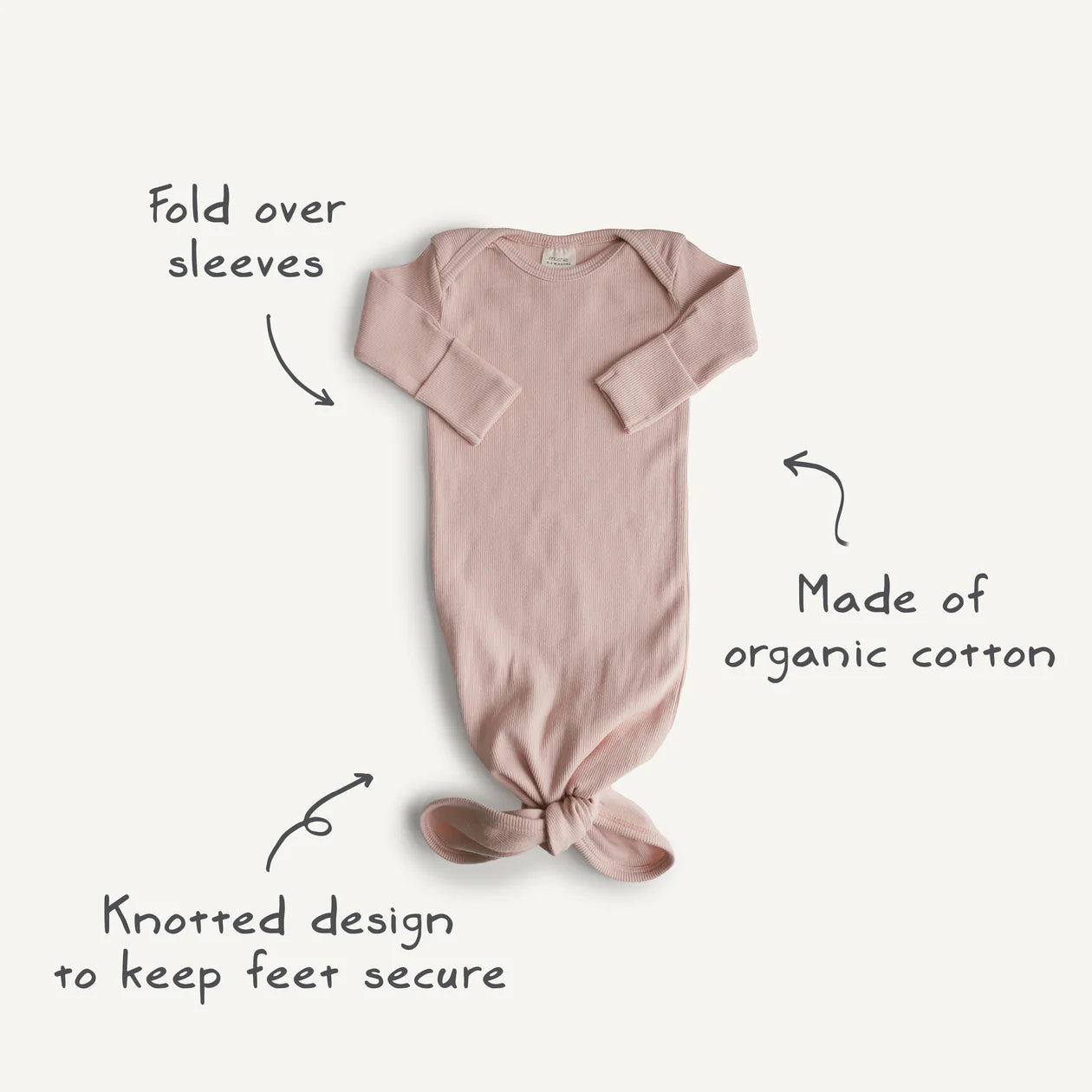 Ribbed Knotted Baby Gown + Beanie Set