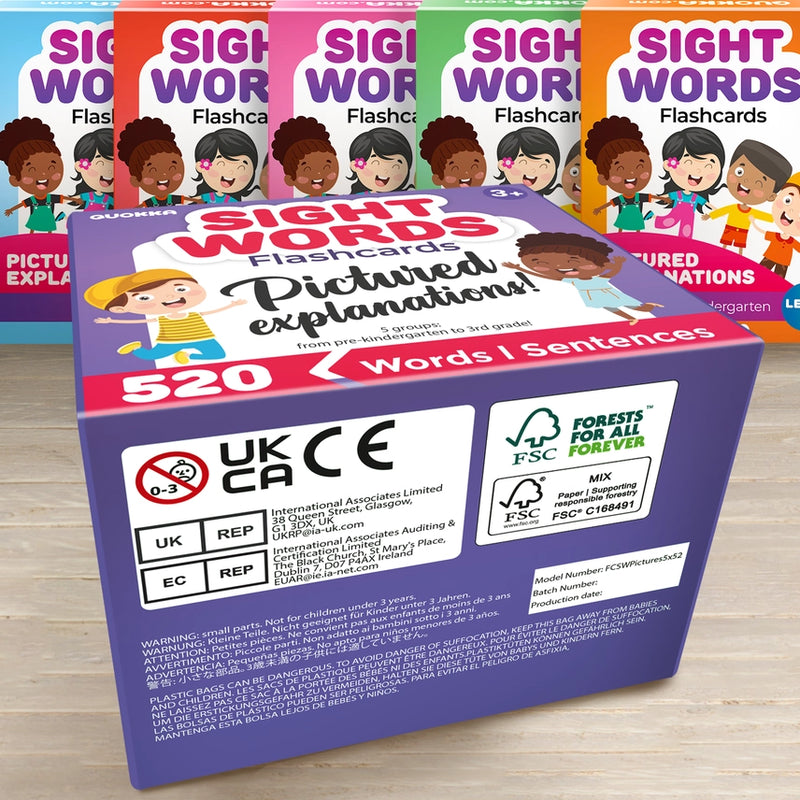 Sight Words Flash Cards w/ Images & Sentences