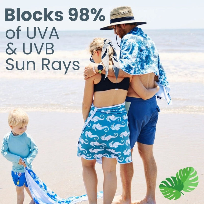 Kids UPF50+ Hooded Sunscreen Towel (Checkerboard)