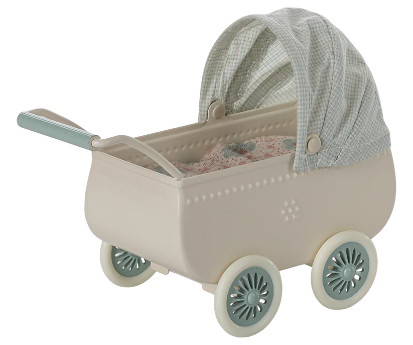 Pram with baby mouse - Mint