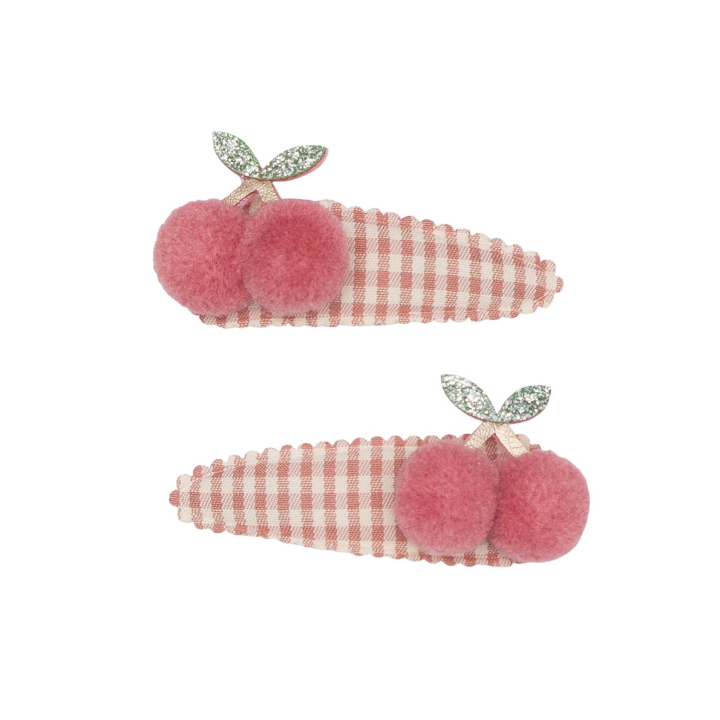 Gingham cherry clips