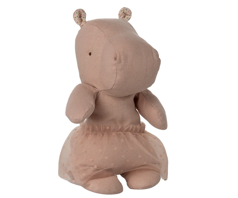 Safari friends, Hippo w. skirt, Small - Soft rose