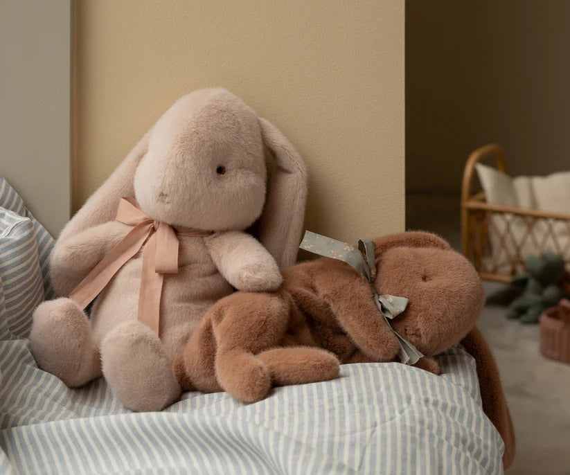 Sleeping bunny plush, Small - Soft brown