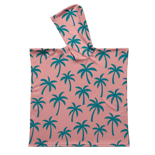 (Pre-order) Kids Hooded Upf50+ Poncho (Coral Palm Trees)
