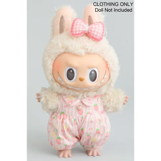 Labubu Outfit - Strawberry Jumpsuit with Bow Pin