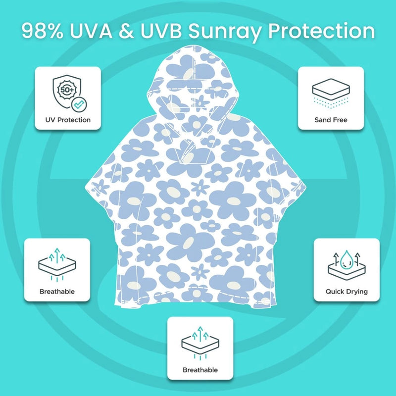 Kids Hooded Upf50+ Poncho (Lagoona Lilies)