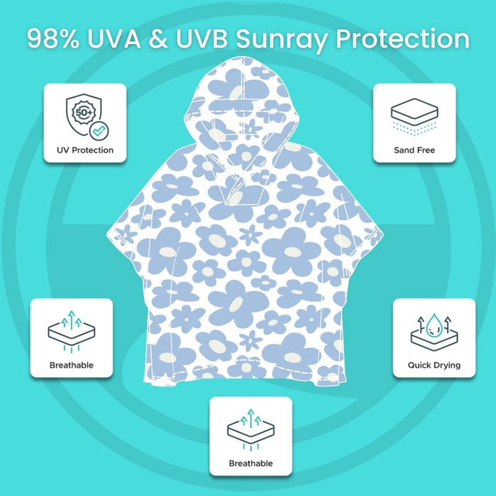 Kids Hooded Upf50+ Poncho (Lagoona Lilies)