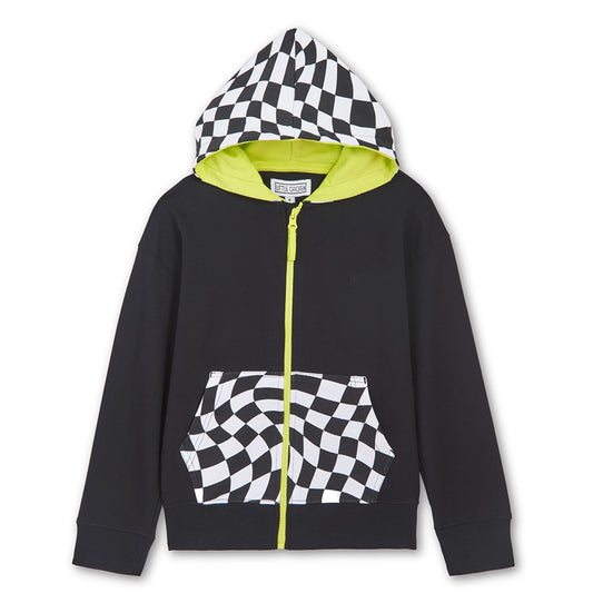 Kids Checkered Zip Hoodie