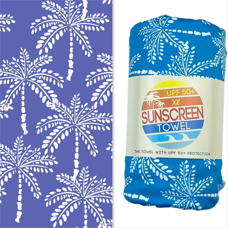 XL Oversized UPF50 Sunscreen Towel (White Palm Tree)
