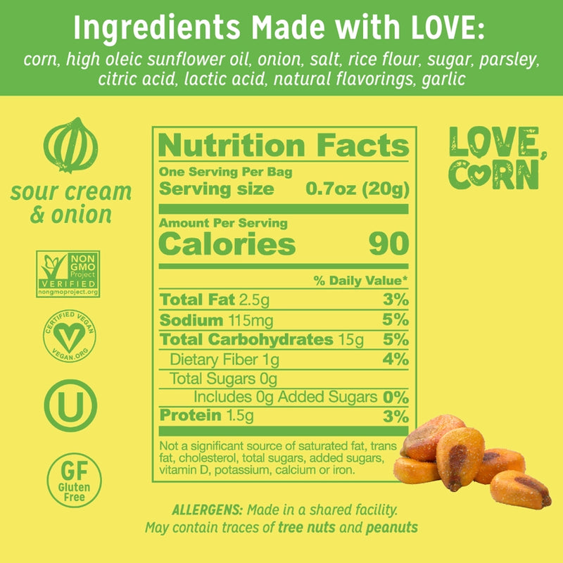 LOVE CORN Sour Cream & Onion 0.7oz X 20개입 개별포장 20 Bags