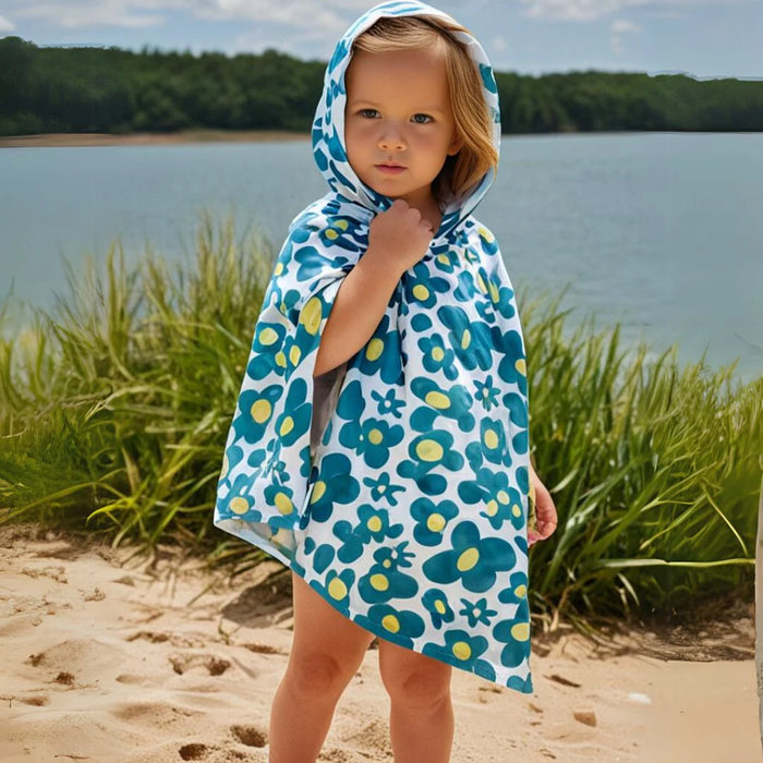 Kids Hooded Upf50+ Poncho (Lagoona Lilies)