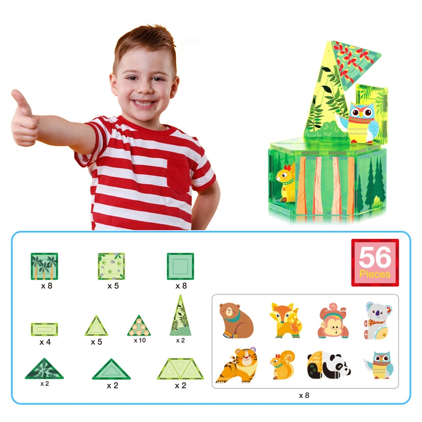 Magnetic Blocks Forest Theme Toy Set (56pcs)