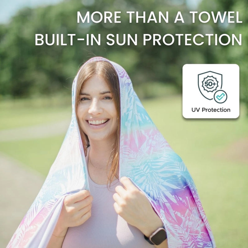 Kids UPF50+ Hooded Sunscreen Towel (Checkerboard)