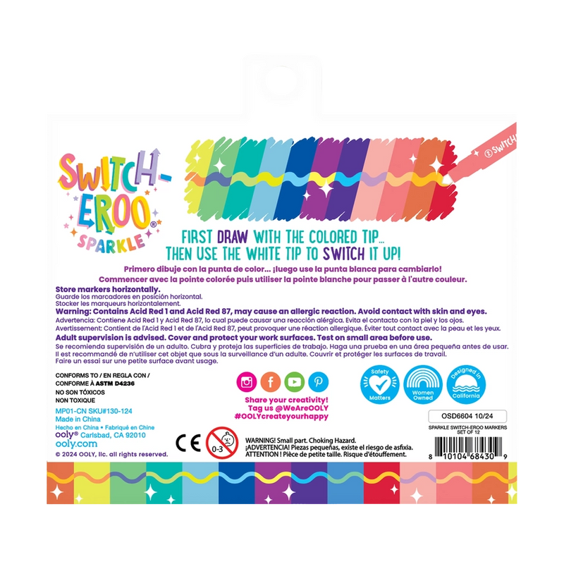 Switch-Eroo Sparkle Glittery Color Changing Markers 12 Pc
