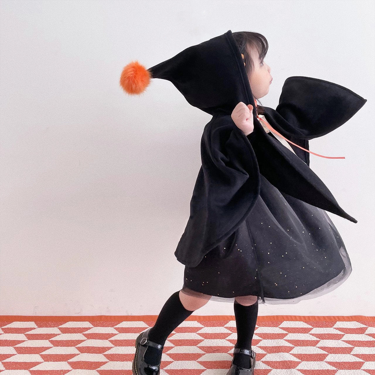 Orange Pompom Cone Cape