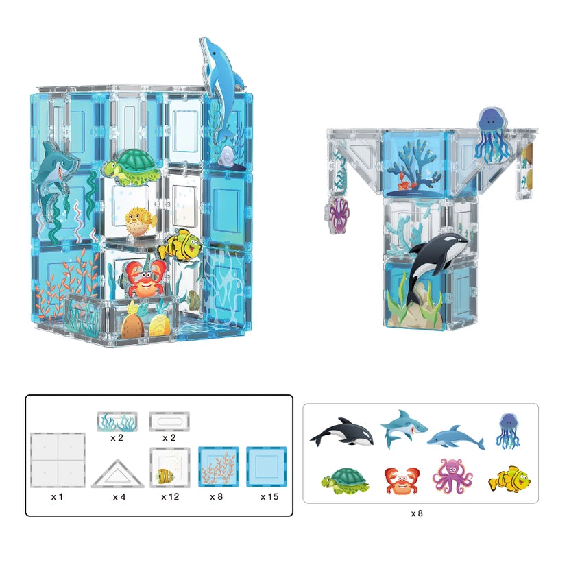 Magnetic Blocks Aquarium Marine Theme Set (52pcs)