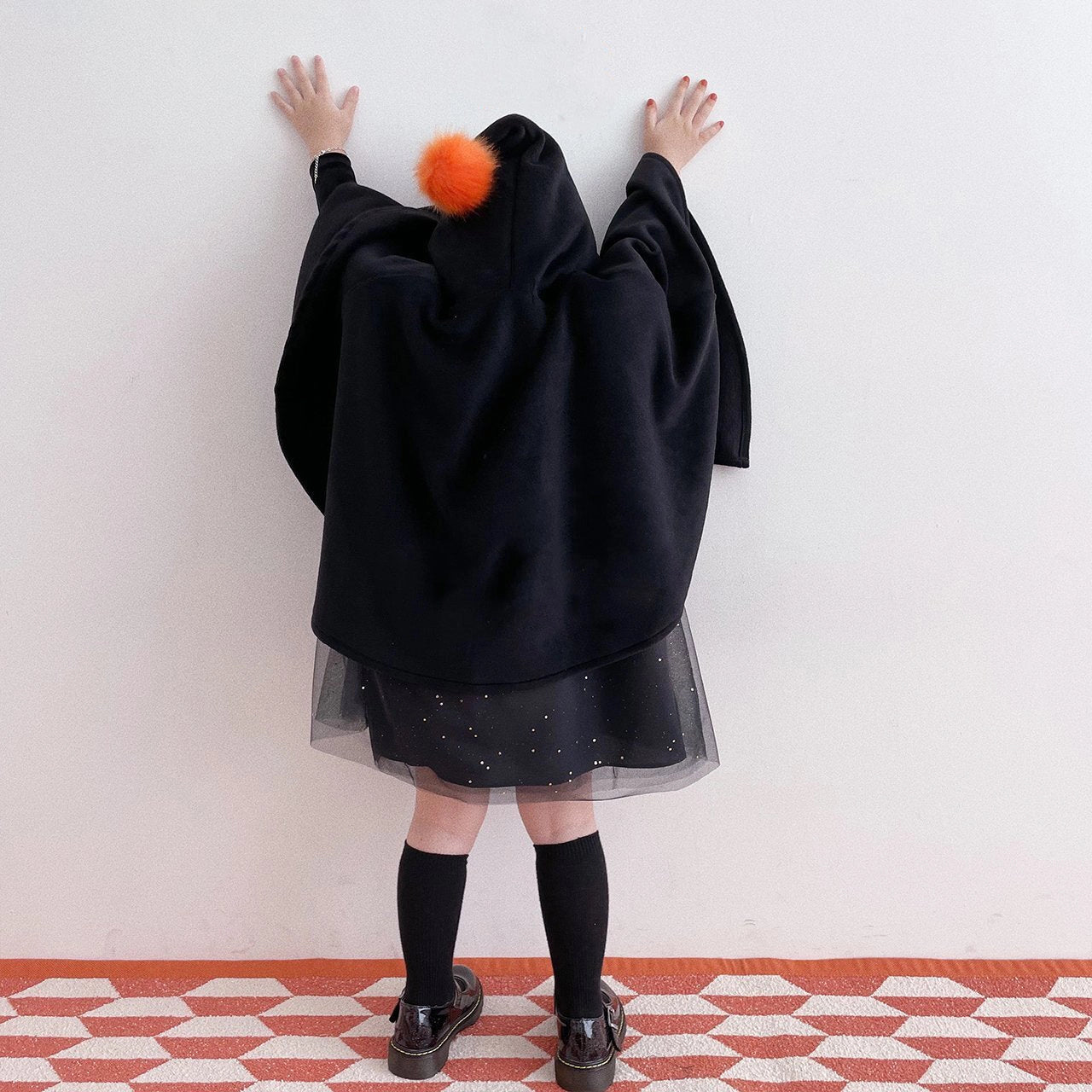 Orange Pompom Cone Cape