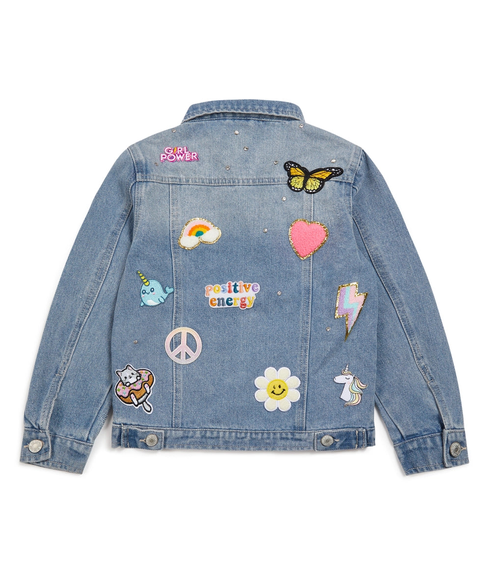 Jeweled Girls' Denim Patched Jacket