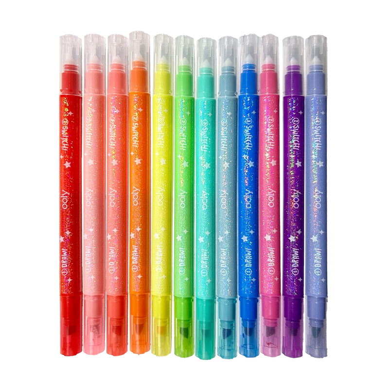 Switch-Eroo Sparkle Glittery Color Changing Markers 12 Pc