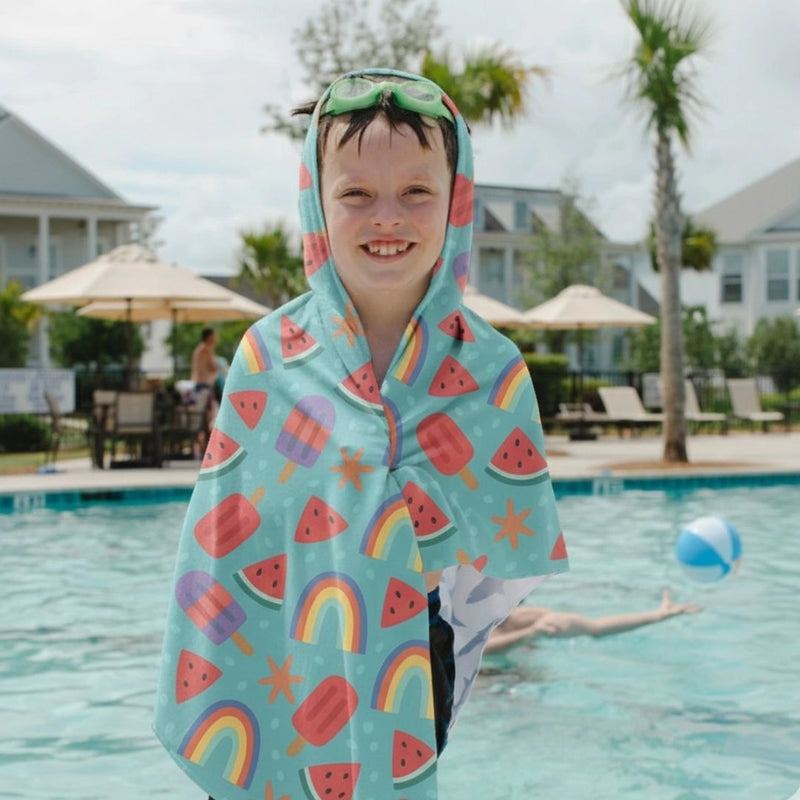 Kids UPF50+ Hooded Sunscreen Towel (Summer Fun)