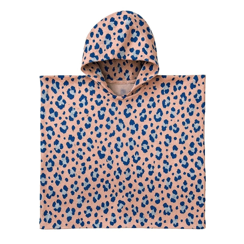 Kids Hooded Upf50+ Poncho (Cotten Candy Cheetah)