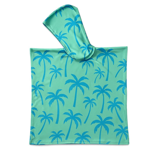 (Pre-order) Kids Hooded Upf50+ Poncho (Seafoam Palm Trees)