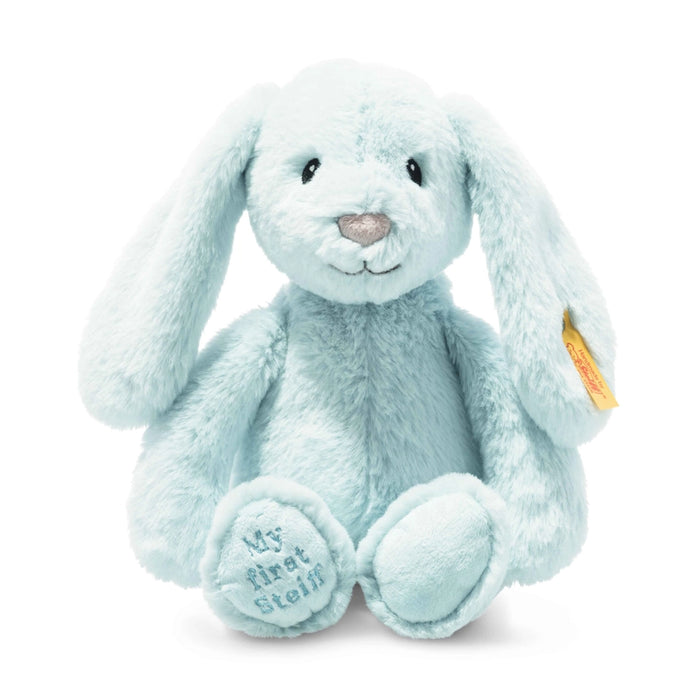 My First Steiff Hoppie Rabbit Blue Baby Toy, 10 Inches (25cm)