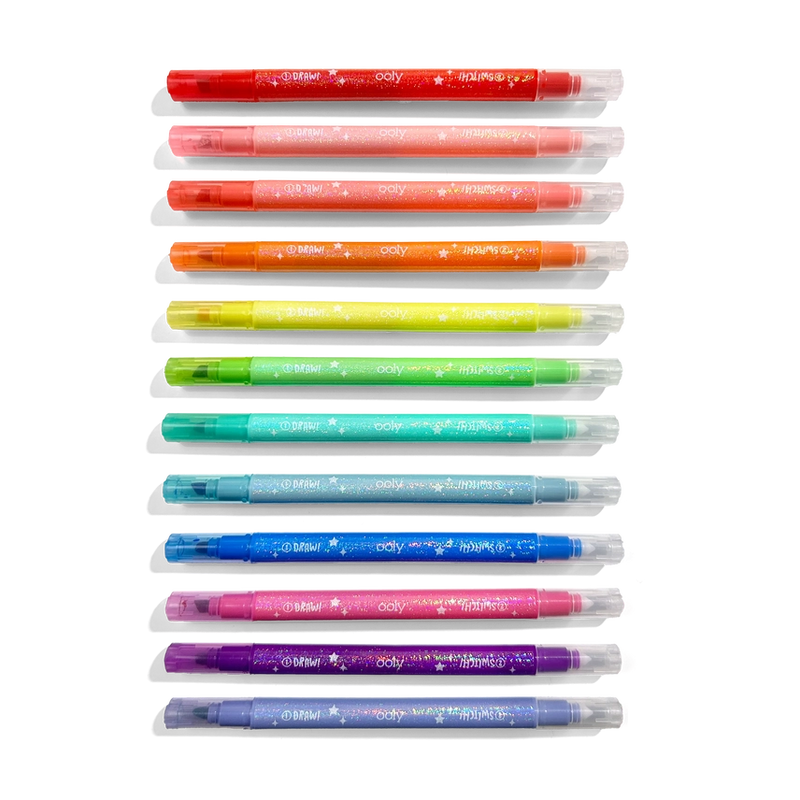 Switch-Eroo Sparkle Glittery Color Changing Markers 12 Pc