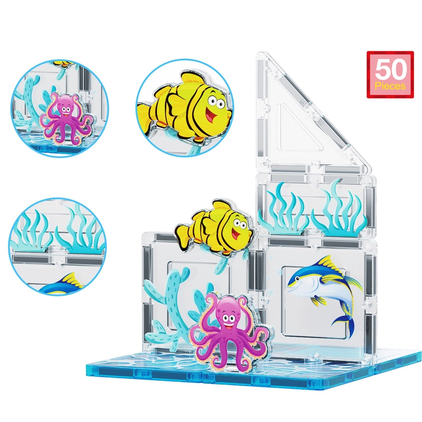 Magnetic Blocks Aquarium Marine Theme Set (52pcs)