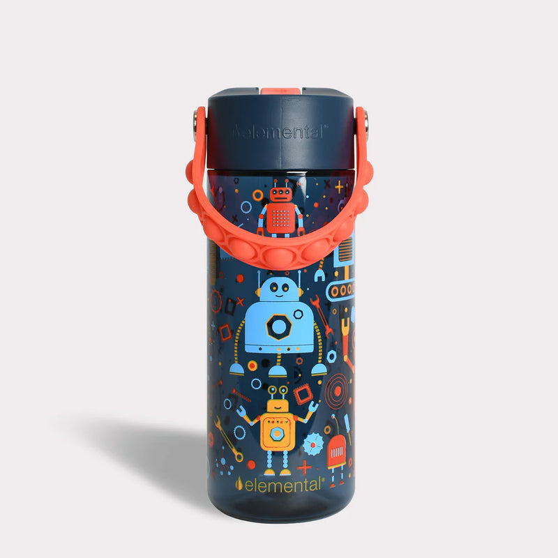18oz Splash Pop Bottle - Blue robot