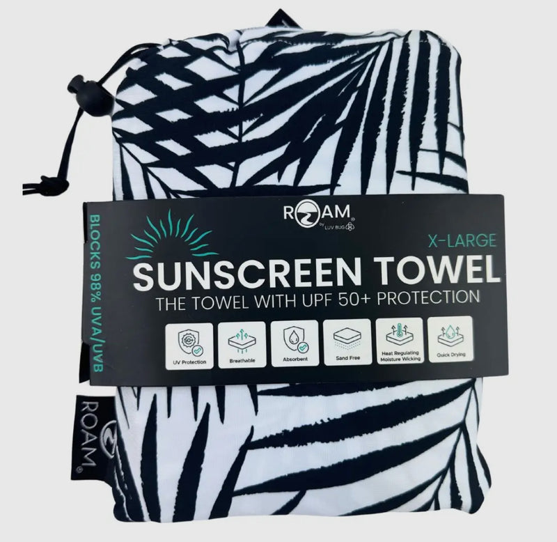 XL Oversized UPF50 Sunscreen Towel (Black Palm)