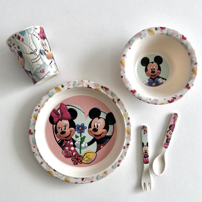 Disney Bamboo Dinnerware Set 5pcs(Mickey & Minnie Sweethearts)