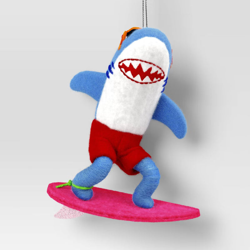 Shark with Surf Board Ornament