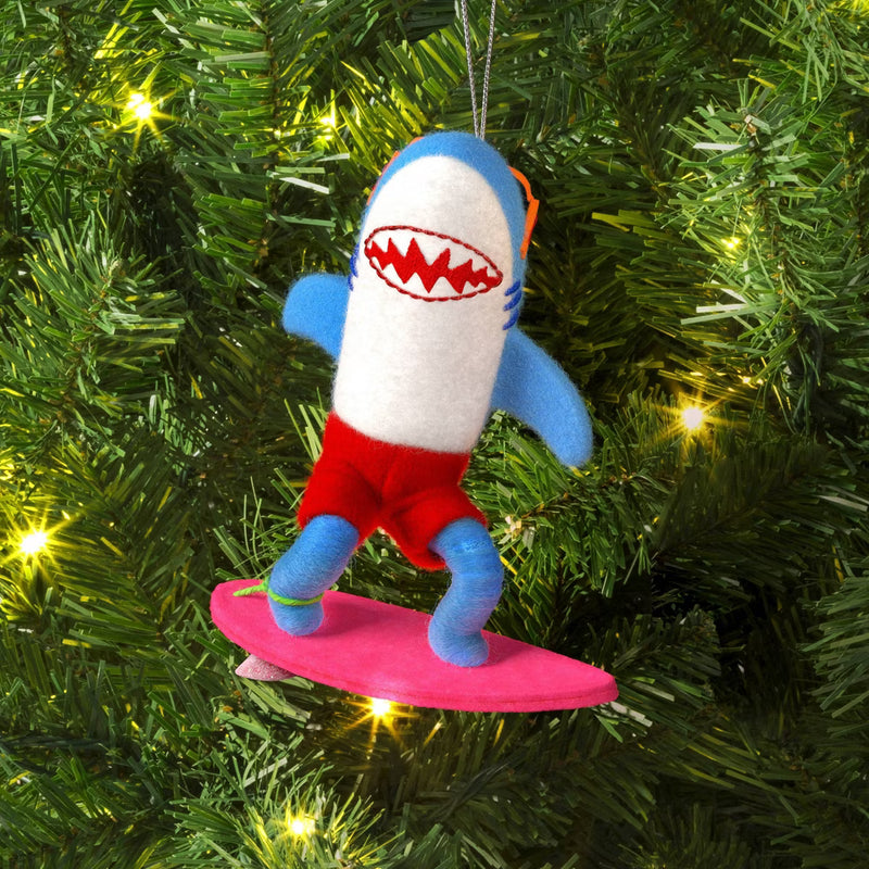 Shark with Surf Board Ornament