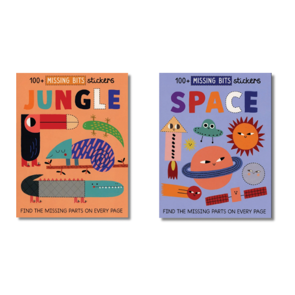Missing Bits Sticker Book Set of 2 - Jungles, Space