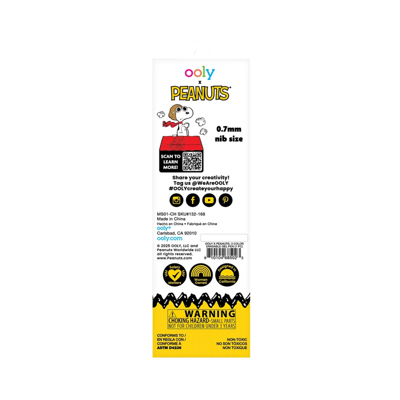 OOLY x Peanuts 3 Color Erasable Gel Pen