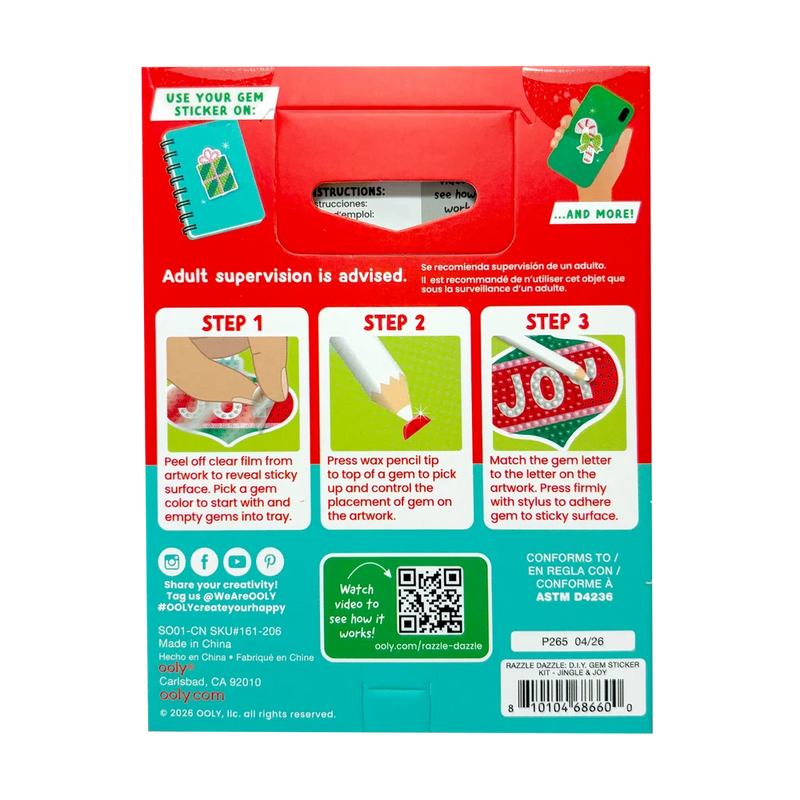 Razzle Dazzle Mini DIY Gem Sticker Kit - Jingle & Joy