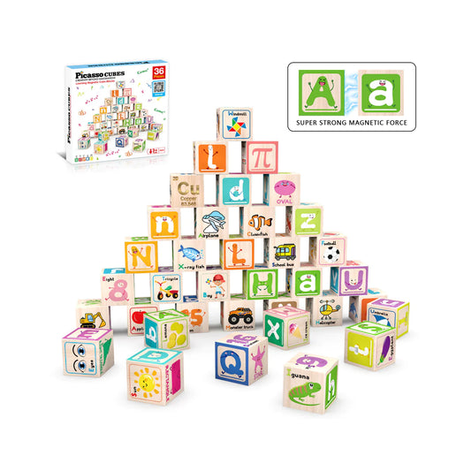 Magnetic 1" Cubes Alphabet & Numbers  - 36 Pcs