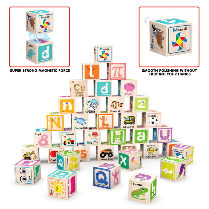 Magnetic 1" Cubes Alphabet & Numbers  - 36 Pcs