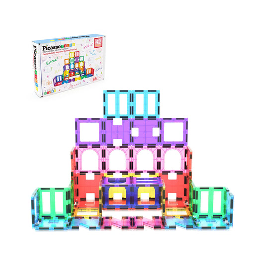 Magnetic Tile Building Set with Unique Shapes - 42 pcs