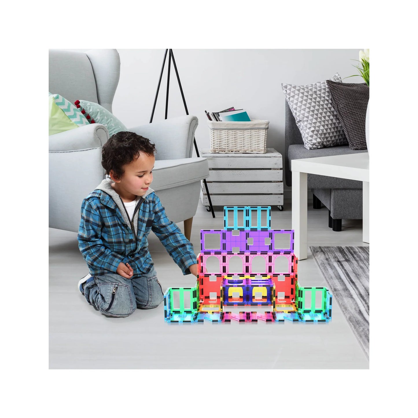 Magnetic Tile Building Set with Unique Shapes - 42 pcs