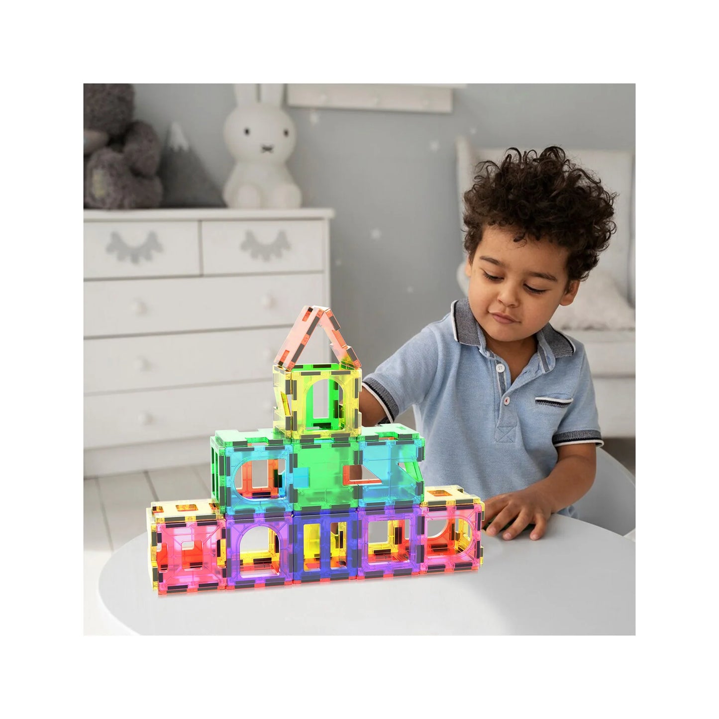 Magnetic Tile Building Set with Unique Shapes - 42 pcs