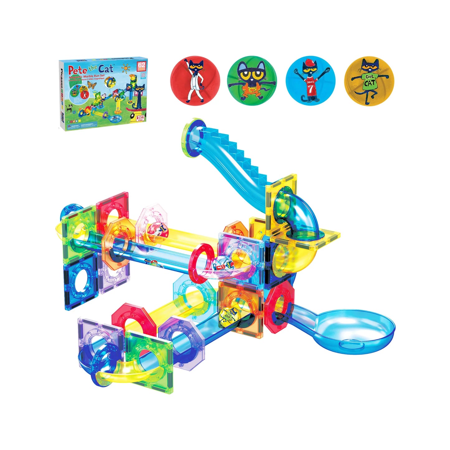 Pete the Cat Magnetic Marble Run Playset - 62pcs