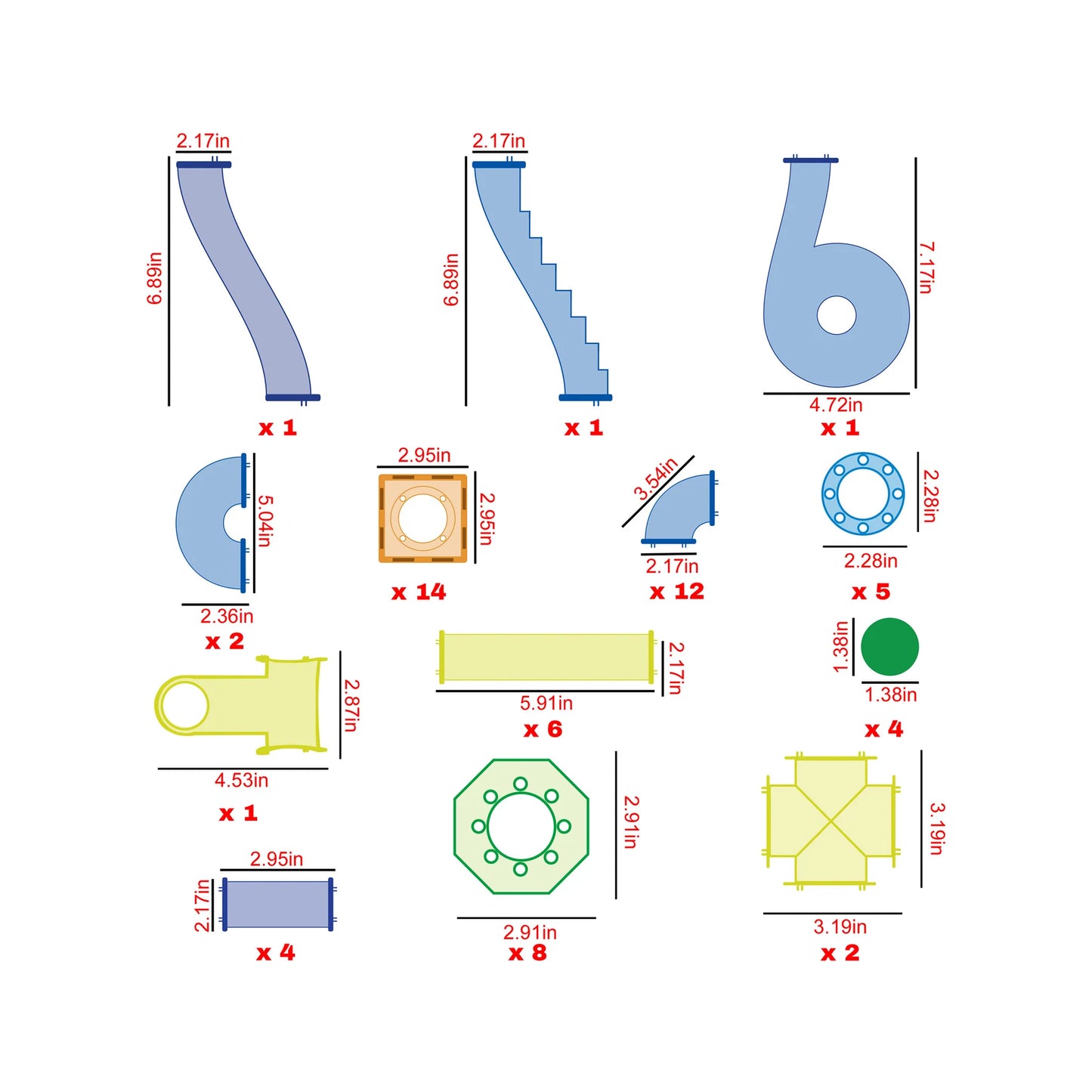 Pete the Cat Magnetic Marble Run Playset - 62pcs