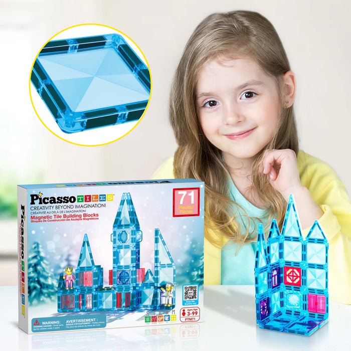 Mini Magnet Tile Themed Winter Ice Building Blocks - 71pcs