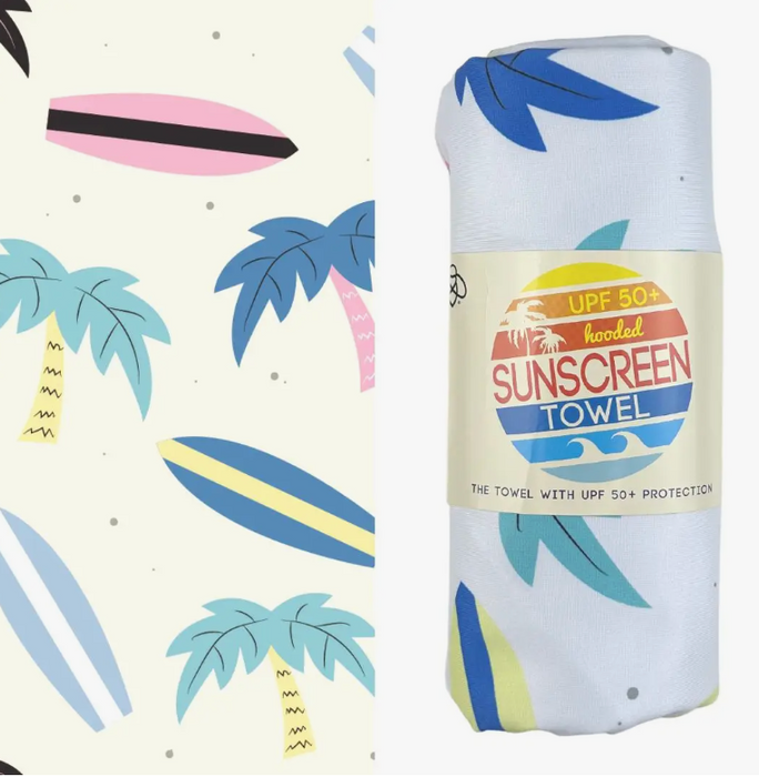 Kids UPF50 Hooded Sunscreen Towel (Surfs Up)