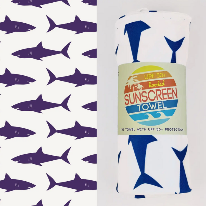UPF50 Hooded Sunscreen Towel (Sharks)